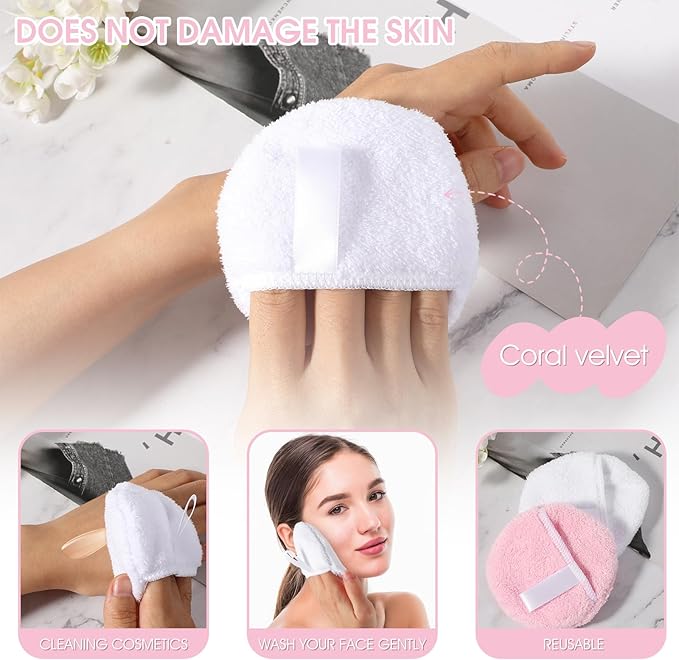 Ouligay 2pcs microfiber reusable makeup