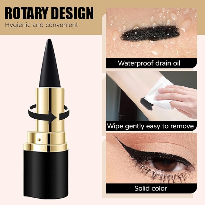 Go Ho 2 PCS Gel Eyeliner Stick, Natural Black Cream, Cat Eye Eyeshadow Crayon, Smooth Liner Pen, Face Paint Stick for Halloween Goth Makeup Set