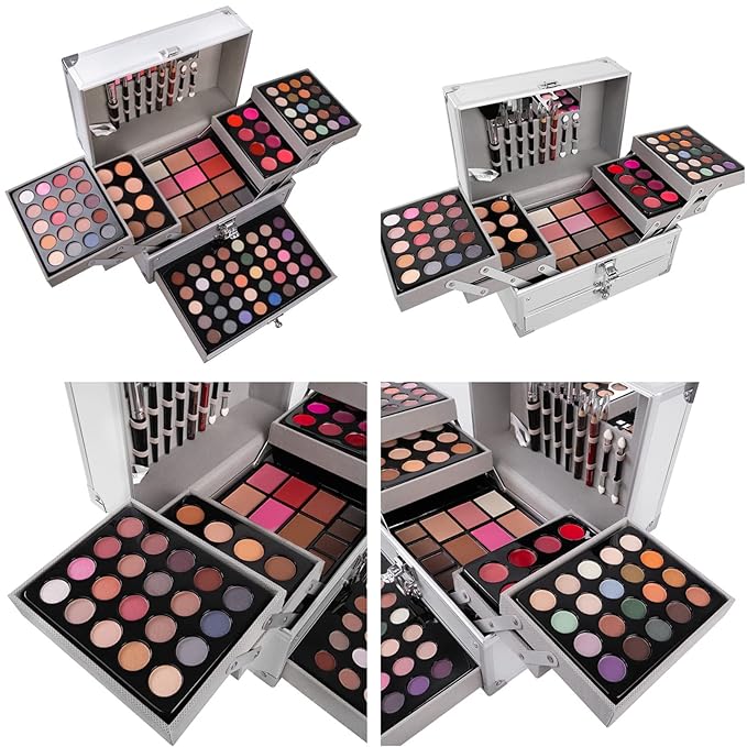 132 Colors All-in-one Makeup Palette Cosmetic Contouring Kit Gift Box Combination with Eyeshadow, Cream Concealer, Eyebrow Powder, Lip Gloss, Blush and Face Pressed Powder