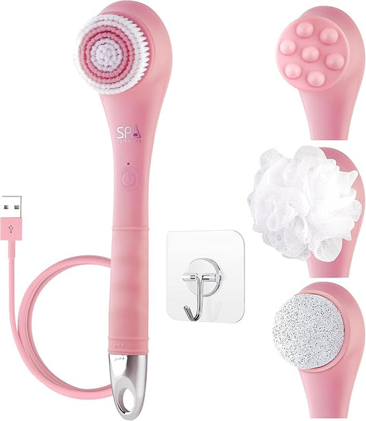 Spa Sciences - NERA - 4-in-1 Shower/Bath Body Brush for Exfoliation, Deep Cleansing, Foot Care, Lotion Infuser, and Massage