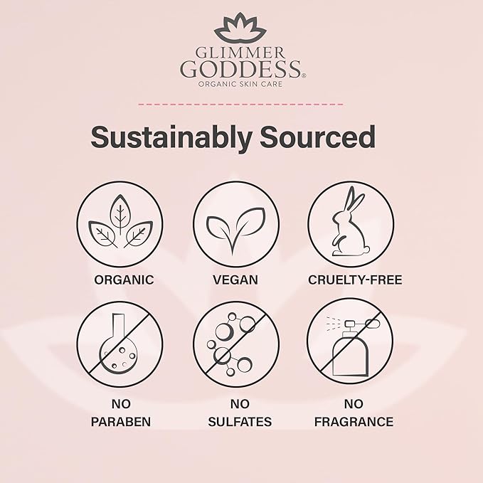 Glimmer Goddess Organic Whipped Body Butter for Women - Moisturizer Cream with Shea & Cocoa Butter, Almonds & Coconut Oil - Lemon Verbena, 8oz