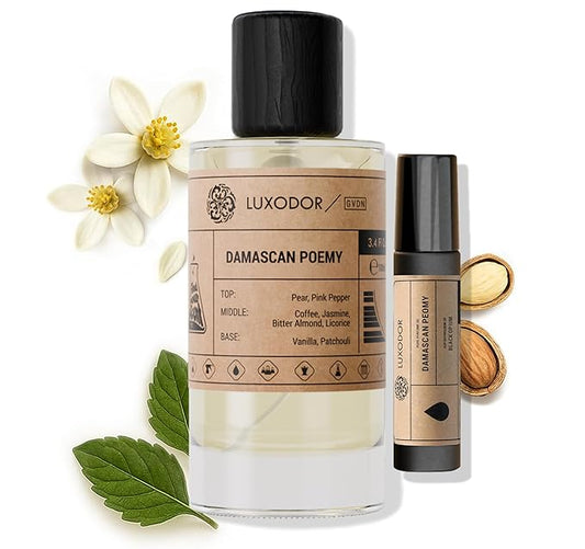 Inspired by Y S.L's B.lack O.pium - Damascus Poemy with perfume oil 10 ml Roll-On - pheromones perfumes for women cologne - dupes fragrances - Clean Paraben Free Vegan - 3.4 fl. oz (100ml)