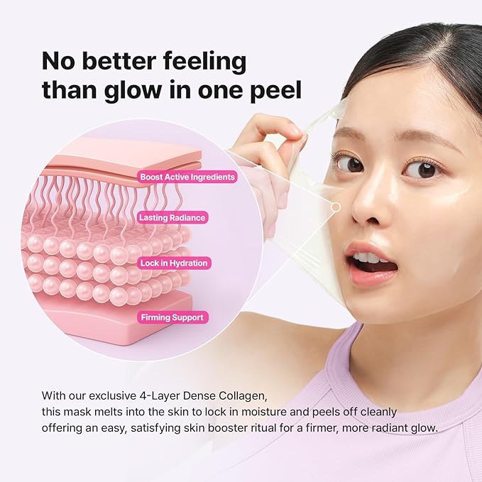 Collagen Overnight Wrapping Peel Off Facial Cream Mask with Jelly Brush, For Elasticity, Hydrating, Hydrolyzed Collagen & Peptide, Glass Skin, Korean Skincare, 2.73 Fl Oz