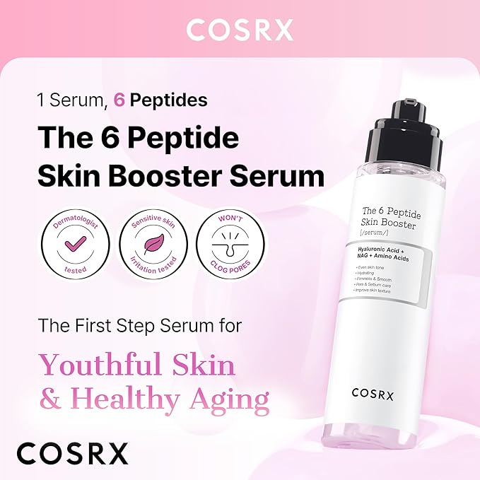 COSRX 6X Peptide Collagen Booster Toner Serum with Copper Peptides, Niacinamide & Hyaluronic Acid Skin Renewal Boosting Facial Essences, Korean Skin Care, 5.07 fl.oz, Stocking Stuffers