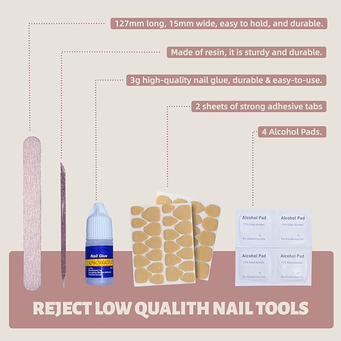 30PCS Short Almond Press-On Nails – Nude Shell Gloss Fake Nails with 15 Sizes, Soft Back Edge & Durable Tip, No Measuring Needed, Reusable Stick-On Nail Tips with Glue & Tools for Women