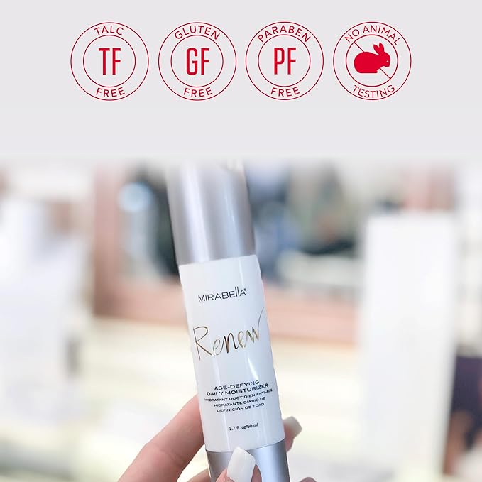 Mirabella Renew Age-Defying Daily Moisturizer for Face, Hydrating Face Moisturizer Helps Reduce Appearance of Fine Lines, Wrinkles and Dark Spots with Peptides, Hyaluronic Acid, and Antioxidants