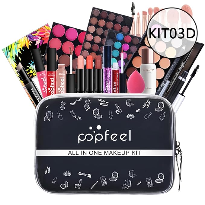 All-in-One Makeup Gift Set Travel Makeup Kit Complete Starter Makeup Bundle Lipgloss Lipstick Concealer Blushes Powder Eyeshadow Palette Cosmetic Palette for Teen Girls & Adults #18