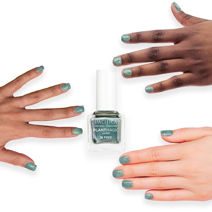 Pacifica Natural Nail Polish – Plant Magic Glitter Green Nail Polish - Plant Based, Non-Toxic & Clinically Tested - Lasting Colors, Glossy, Chip-Resistant, Clean Beauty, Dermatologist Approved Abalone