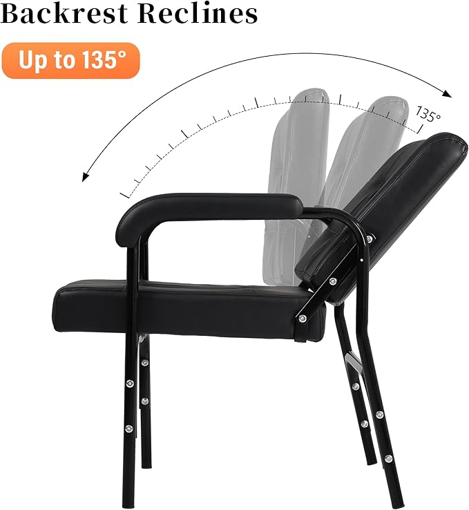 Shampoo Chair for Salon,Adjustable Reclining Up to 150°Salon Seat for Barber,Hair Stylist,Leather Shampoo Bowl Spa Beauty Equipment for Beauty Shop