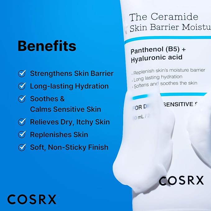 COSRX Ceramide Skin Barrier Moisturizer for Face with 7 Ceramides, Hyaluronic Acid & Panthenol for All Skin Types, 2.7 fl.oz, Korean Skin Care, Stocking stuffers for women