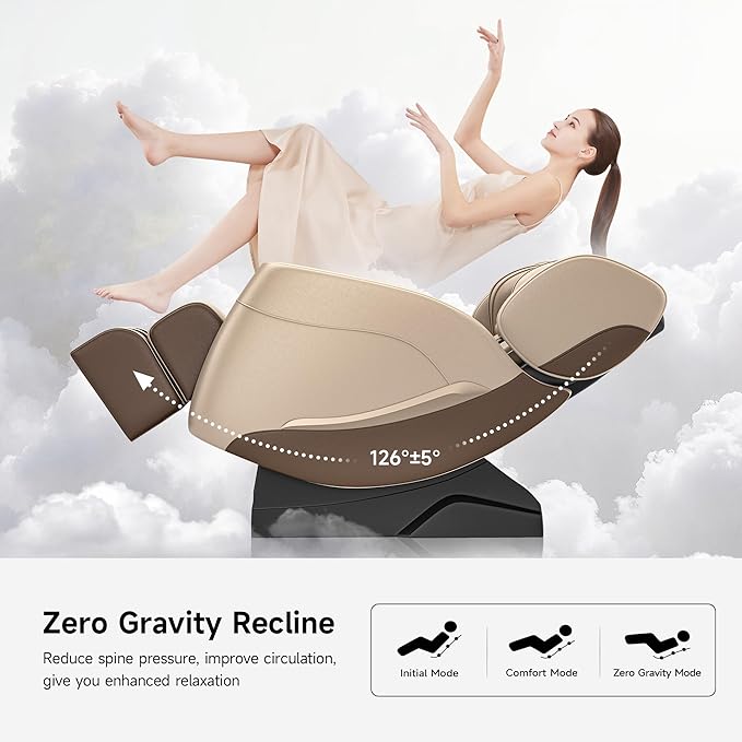 2025 Massage Chair Full Body, Zero Gravity Recliner with 6 Auto Modes, Foot Massage, Heating, Bluetooth, Khaki