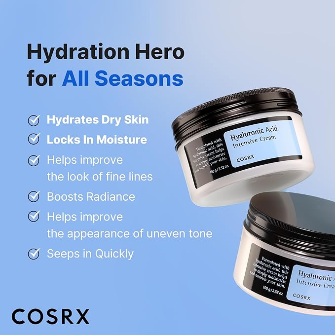 COSRX Hyaluronic Acid Moisturizing Cream, Long-lasting Hydration, Rich Moisturizer for Sensitive Skin 3.52 oz / 100g, Korean Skin Care, Stocking Stuffers, Animal Testing Free, Parabens Free