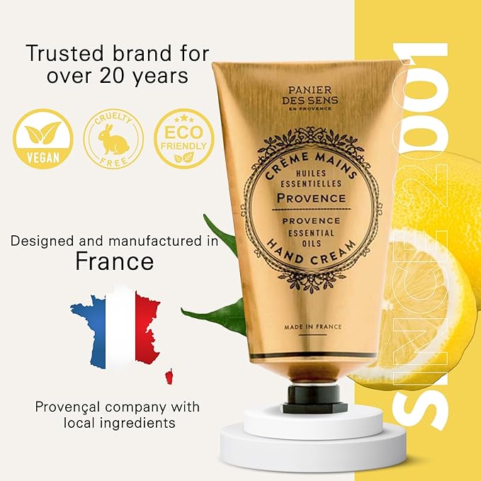 Panier des Sens Provence Hand Cream - Nourishing Shea Butter Hand Cream for Dry Cracked Hands 97% Natural Ingredients - Dermatologically Tested Hand Lotion for Woman Made in France, 2.5 fl oz