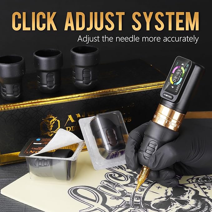 Ambition Soldier P3 Disposable Tattoo Grips - 12Pcs 36mm Professional Tattoo Rubber Grip Cover with Click Adjust System Supply for Rotary Soldier, Zetton, Torped & Shura Tattoo Pen Machine Gun