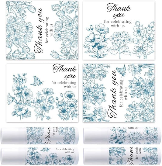 OLYCRAFT 100Pcs Self-Adhesive Lip Balm Tag Stickers 1.7x2.1 inch Waterproof Adhesive Label with Flower Patterns Rectangle Lipstick Tag Sticker for Lip Balm Container Tubes Lipstick Wrapping Decoration