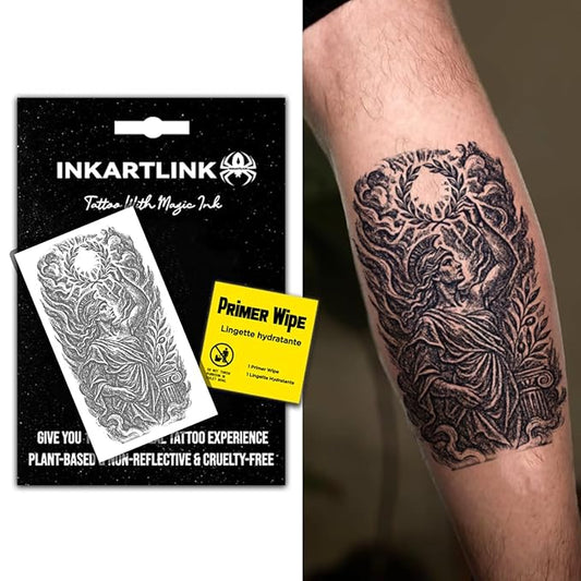 INKARTLINK Semi Permanent Tattoo, creative retro myth party tattoo, exquisite and realistic design, interesting tattoo experience, cruelty-free, non-reflective, waterproof (Goddess of Victory)