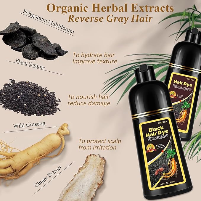 Dark Brown Hair Dye Shampoo for Gray Hair, 3-in-1 Color Shampoo Hair Dye for Women & Men, 100% Gray Hair Coverage, Instant Hair Coloring Shampoo in Minutes, Shampoo Tinte Para El Cabello, Easy to Use