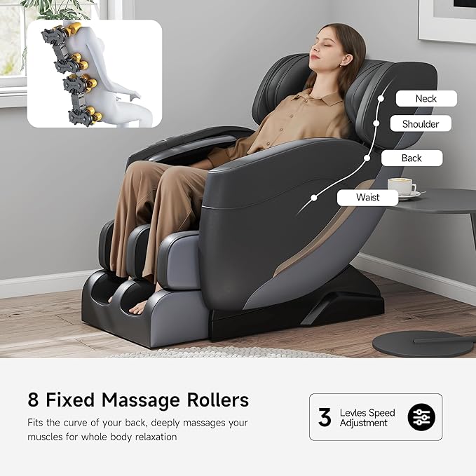 2025 Massage Chair Full Body, Zero Gravity Recliner with 6 Auto Modes, Foot Massage, Heating, Bluetooth, Black