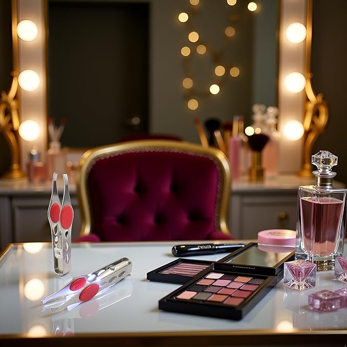 Silver Tweezer With LED Light For Hair Removal Makeup Tool Eyebrow Eyelash for Women Facial Hair, Lash Trimmer,Hair Tweezers,Ingrown For Tweezer,Tweeze,Women's Hair Removal Tweezers