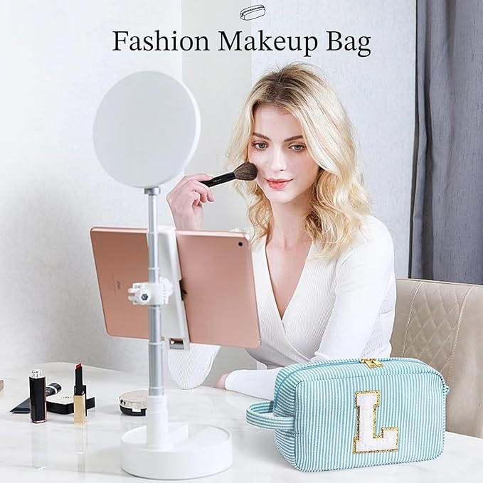 YOOLIFE Gifts for Sister - Sister Gifts, Sisters Gifts from Sister, Sister In Law Gifts, Birthday Gifts for Sister, Personalized Gifts Idea for Women Her, Travel Initial Blue Makeup Bags for Women D