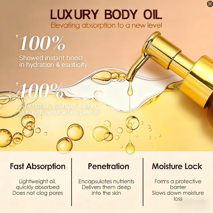 Firming Body Oil with Plant extracts enriched with Vitamin E and Rosehip Extract, suitable for all body skin. Firming care to enhance skin elasticity.120ML- 2PCS