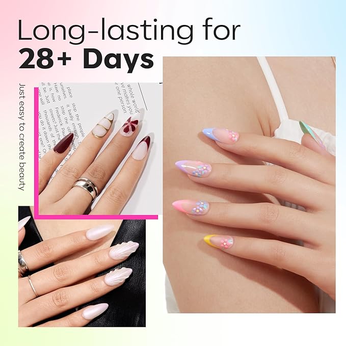 Modelones Pointed Almond Fake Nail Tips - 510Pcs Medium Gel Tips Pre-shaped Half Matte Full Cover Clear Acrylic Gel Kit False Press on Nails for Extension DIY Salon 15Sizes