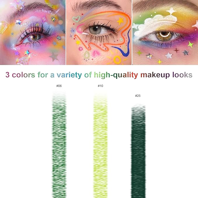 3 Colorful Eyeliner Pen Set, Eye Shadow Pencil, Pearl Eyeliner Kit Metallic Glitter Colored Eye liner for Women Eye&Lip Liner Professional Waterproof Eye Makeup (3PCS A)