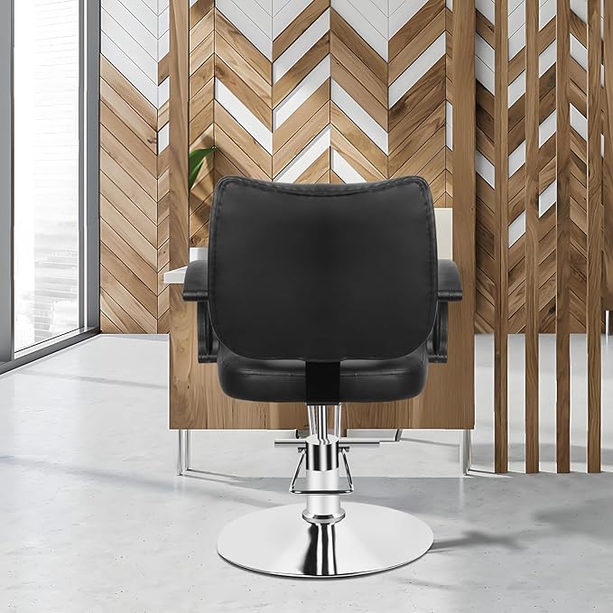 Salon Barber Chair Hair Salon Chair with Heavy Duty Hydraulic Pump, 360 Degrees Rolling Swivel Hair Stylist Chair, Beauty Chairs Equipment, Max Load Weight 330 Lbs Black