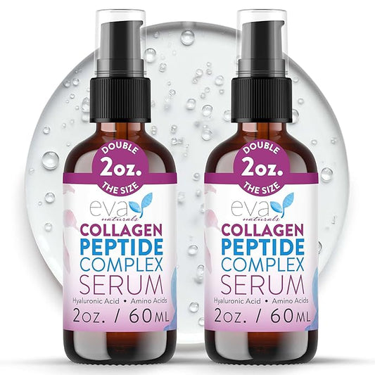 Collagen Peptide Serum for Face – Anti Aging Facial Treatment with Peptides & Hyaluronic Acid – Gentle for Sensitive Skin, Microneedling Pen, Derma Roller, Skin Firming & Hydrating (2 Oz) (2 Pack)