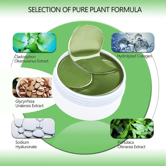 Collagen Under Eye Patches,Seaweed Eye Mask,Under Eye Pad For Dark Circles And Puffiness,Eye Gel Treatment Masks for Puffy Eyes,Under Eye Bags,Anti Wrinkle,Improve and Firm Eye Skin