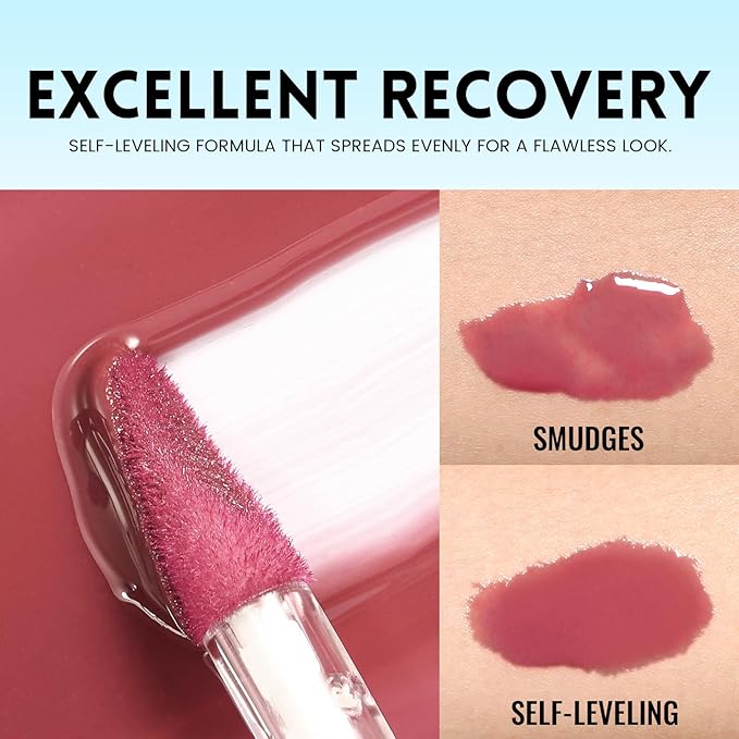 Pudaier Excellent Recovery Glossy Lip Balm, Moisturizing Lip Care Tinted Lip Oil, Hydrating Plumping Lip Gloss Balm, Non-Sticky Long Lasting Light Texture LipGloss Oil for Dry Lip (02 Tender Pause)