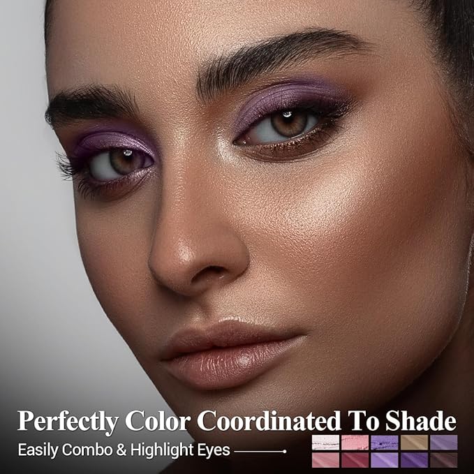 10PCS Eyeshadow Stick Set,Pro Longwear Purple Cream Eye Shadow Brightener Pencil Crayon Makeup Sticks-Grape Glam