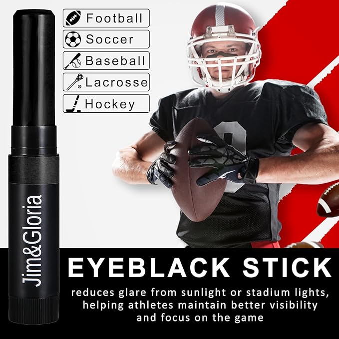 Jim&Gloria Water Resistant Under Eye Black Baseball Drip Accessories for Athletes, Anti-Glare Eyeblack Softball Stuff Lacrosse Football Gear Soccer Game Day Team Sports Gift - 8 Black Face Paint Stick