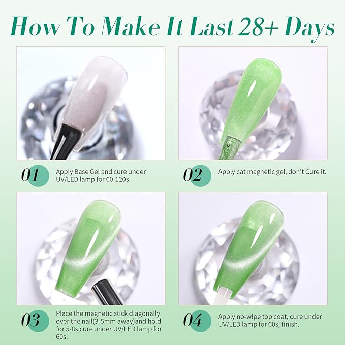 Born Pretty Gel Nail Polish Green Series,Jelly Transparent Gel Nail Polish, Cat Magnetic Eye,Shimmer Glitter Holographic Green Gel Polish Kit for Salon Manicure and Nail Art DIY at Home 6PCS 7ml