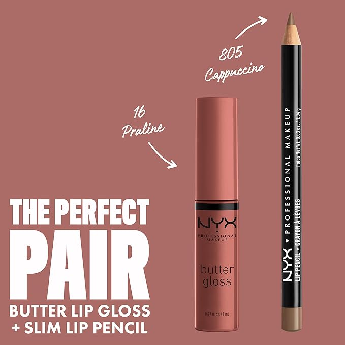 NYX PROFESSIONAL MAKEUP Butter Gloss, Non-Sticky Lip Gloss - Praline (Deep Nude)