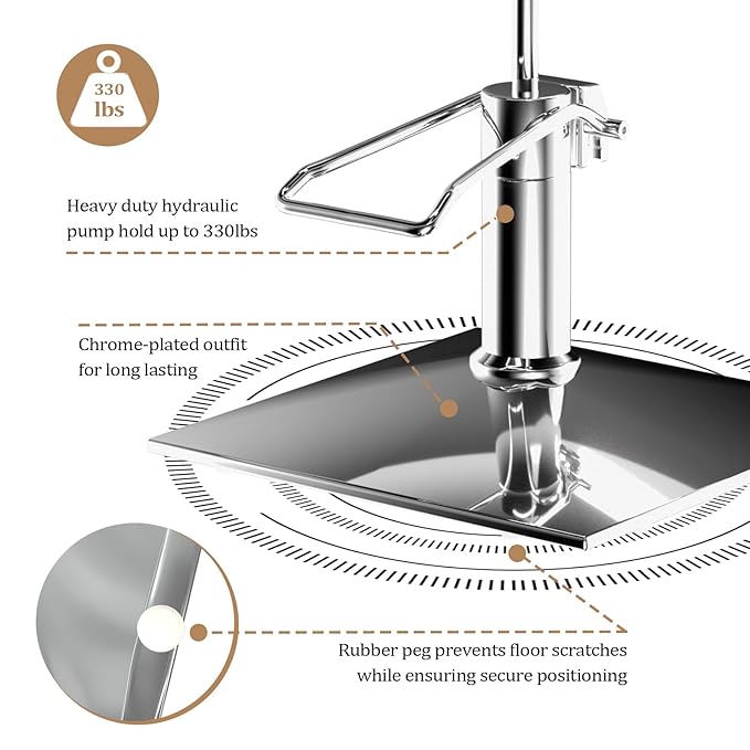 mefeir Black Barber Chair Hair Salon Chair with Heavy Duty Hydraulic Pump, Square Base, Stainless Steel Footrest,Styling Chair for Beauty Spa Hairdressing Braiding