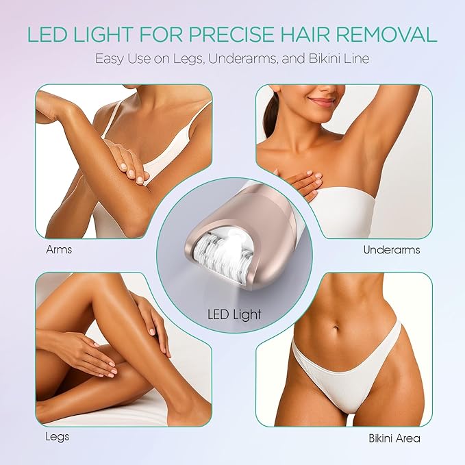 VOYOR Epilator for Women, 3 in 1 Epilator Hair Removal for Women, Epilators Hair Remover for Leg Arm with 30 Tweezers, Rechargeable & Cordless Electric Lady Shaver & Trimmer BM300 (Champagne Gold)