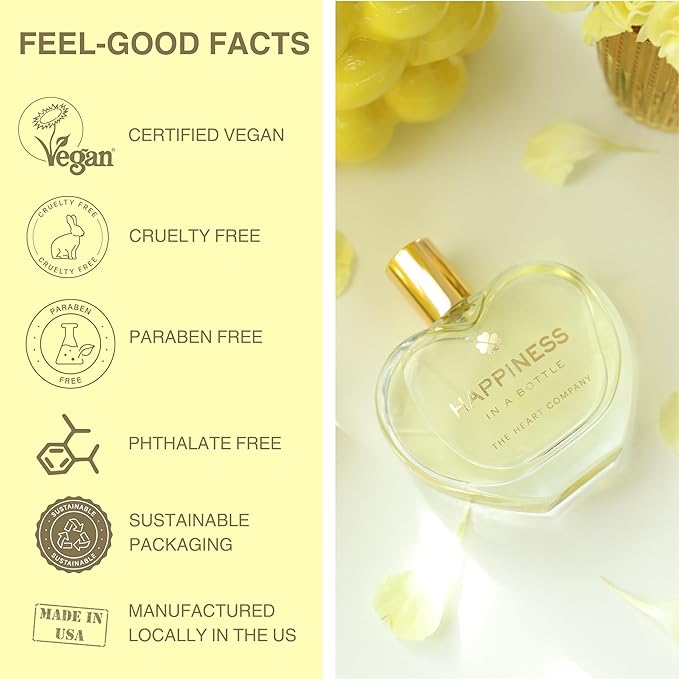 THE HEART COMPANY | Happiness in a bottle | Citrus Perfume for women | Vegan Women's Eau de Parfum | Clean Bergamot Fragrance with Essential Oils 75ml - 2.5 fl oz.