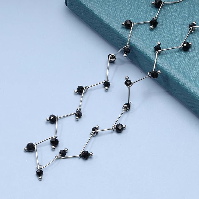 Black Crystal Choker Necklace Short Black Beaded Choker Necklace Silver Chain Necklace Minimalist Necklace Jewelry for Women and Girls