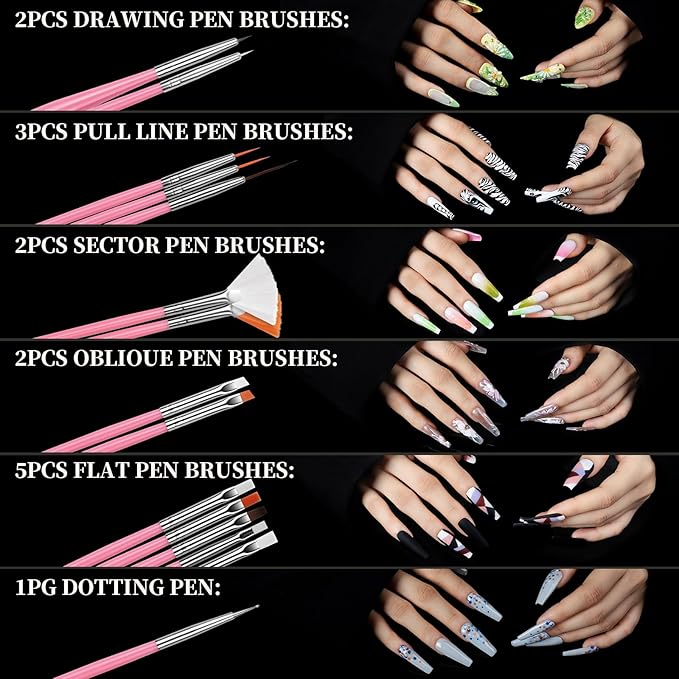 Teenitor Square Nail Tips with Nail Charms Nail Art Brushes, 240pcs XXL Fake Nails with Nail Stand for Extensions, Clear Acrylic Nail Tips Gel Nails Long Full Coverage