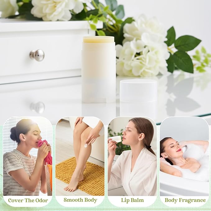 30 Pack 75ml/2.5oz Empty Deodorant Containers, Bottom Filling, Transparent Plastic Oval Refillable Deodorant Containers Twist up Oval Lip Balm Tube for DIY Deodorants Lipstick Crayon Lotion