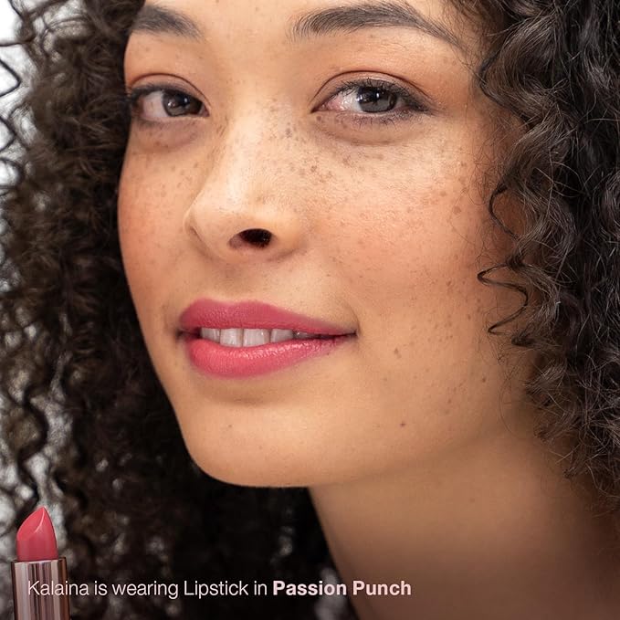 Mineral Fusion Long-Lasting Lipstick, Vivid & Smudge-Free Lip Color with Avocado Oil, Cocoa Seed Butter, Free of FD&C Dyes, Paraben and Gluten, Passion Punch