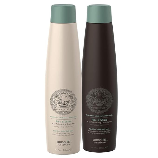 Tweak’d by Nature - Rise & Shine Hair Volumizing and Thickening Shampoo and Conditioner Set for Fine Hair, Paraben and Sulfate Free Shampoo and Conditioner for Oily Hair, Hydrating (2 x 9 ounces)