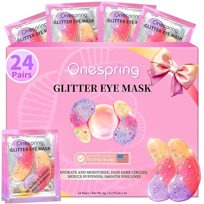 Eye Masks (24 Pairs) - Gift for Her - Under Eye Patches for Dark Circles, Puffiness, Wrinkles, Soothing & Hydrating, Skincare Eye Gel Pads, Beauty Essential for Women, Bridesmaid Gifts