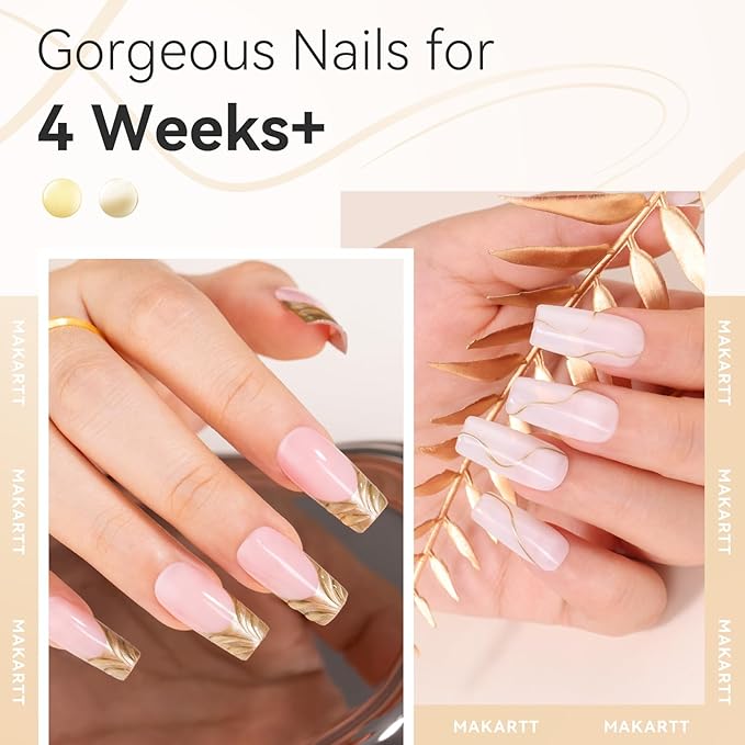 Makartt Metallic Gold Gel Liner Nail Polish: 3D Mirror Chrome Effect with Built in Thin Brush Soak Off UV/LED Gel for DIY Manicure Home and Salon Nail Art Designs 8ml