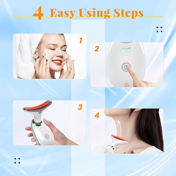 Face Beauty Device, Multifunctional Facial Massager, 7 Color Portable Face Massager Tool for Skin Care, Glossy White