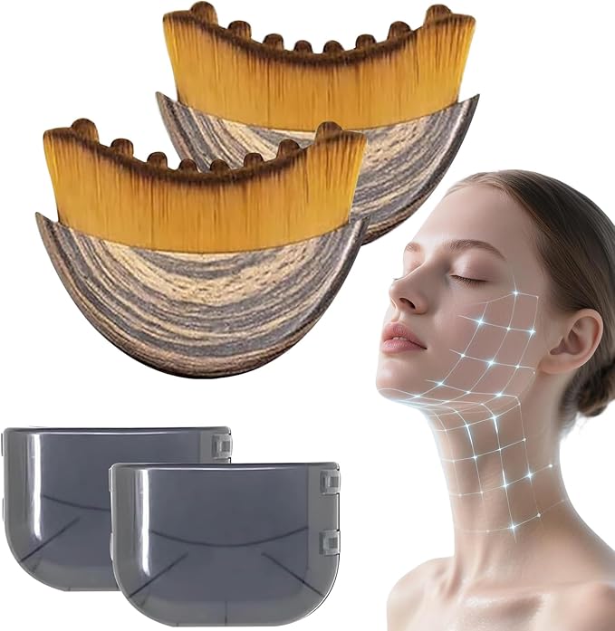 Lymphatic Contour Face Brush, Lymphatic Drainage Massager for Face, Ergonomically Designed to Fit The Skin Precisely (C-2PCS)