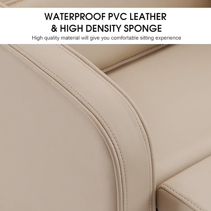 BarberPub Backwash Shampoo Station Chair, Adjustable Porcelain Ceramic Hair Wash Bowl Sink Unit Station, Reclining Shampoo Station Chair for Spa Beauty Salon Hair Salon Equipment 9303 (Beige)