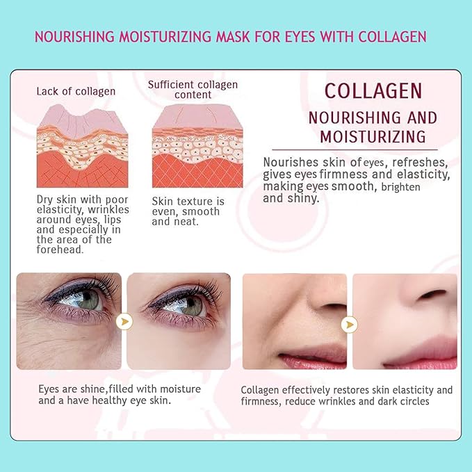 28 Pairs Collagen Eye Mask, Anti Wrinkle Eye Patches for Puffy Eyes and Dark Circles, Natural Marine Collagen Eye Gel Pads for Puffiness, Eye Treatment Skin Care for Puffiness Wrinkle Eye Bags