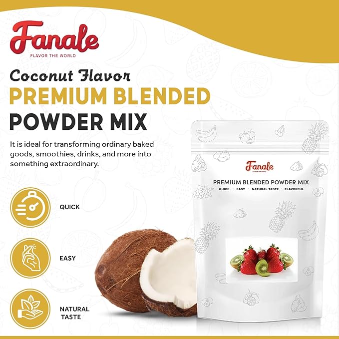 Fanale Premium Coconut Bubble Tea Flavoring Powder | Perfect for Baking, Smoothies, Desserts and Drinks | Instant Flavoring Powder for Boba Milk Tea - 2.2 Pounds (Pack of 1)